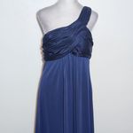 David's Bridal Navy One-Shoulder Floor-Length Formal Dress Size 12 Photo 2