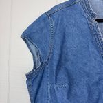 Faded Glory Vintage  Blue Denim Buttoned Top V-neck Short Cap Sleeves 22W/24W Photo 2