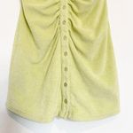 Beige Botany Terrycloth Collared Button Front Ruched Bodycon Mini Dress Large Photo 3