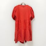 FRNCH Short Sleeve Tiered Mini Dress 100% Cotton Crinkle Beachy CORAL PINK Sz M Photo 7