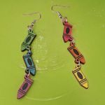 Colorful Crayon Tassel Dangle Earrings Creative Stationery Ear Decoration School Red Photo 1