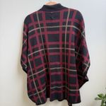 Anne Klein  Women's Size M Poncho Sweater Red Black Cotton Blend Photo 2