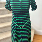 Ralph Lauren  Green & Navy Stripe Nautical Rope Belt Tie Shirt Dress Photo 0