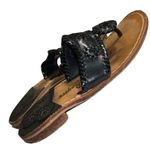 Jack Rogers  1960 Hamptons whipstitched black leather thong sandals! Photo 5