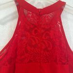 Red Lace Halter Midi Dress BBonfinedress Ruched Tulip Hem Cocktail Womens M NWOT Size M Photo 6