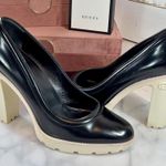Gucci Black Patent Leather & Rubber Heel/Sole Platform Heels Photo 0