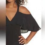 JAY GODFREY Black Flutter Chiffon Overlay Cold Shoulder Naomi Gown Dress Size 2 Photo 2