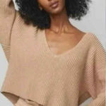 Lunya Cozy Organic Cotton Silk Reversible Pullover Otium Lunya Sweater Medium Pink Photo 0