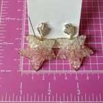 ALDO  earrings beaded white pink gradient maple gold edge embroidered lightweight Photo 2