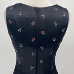 Vintage 90s Satin Mini Dress Embroidered Floral Beaded Squareneck Black Womens 8 Photo 5