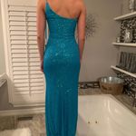 La Femme Aqua Blue sequin Dress Photo 1