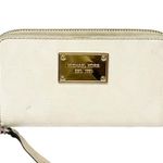 Michael Kors  Monogram Mirror White Patent Full Zip Wallet Photo 0
