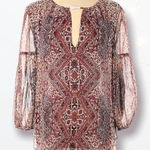 Ella Moss  Long Sleeve Graphic Silk Blouse Size XS Photo 0