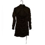 ZARA Limited Edition RARE Satin Ruffled Front Cut Out Mock Neck Mini Dress Photo 3