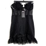 Pretty Little Thing PTL  Black Shell Frill Cup Corset Bodycon Dress Size 12 NEW Photo 2