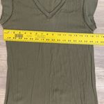 Ellen Tracy Caper Green V-Neck Crepe Material with Crochet Detail Blouse Medium Photo 7