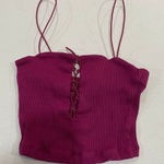 Free People Intimately Fuchsia Lace-Up Ribbed Crop Top XS Photo 0