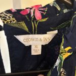 Crown & Ivy  NWT Women's Short Sleeve Printed Smocked Bib Dress Navy Tropic XL Photo 2