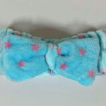 The Crème Shop Blue Pink Stars Plush Spa Headband with Bow 🩵🩷 Photo 0