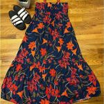 Clover & Sloane Womens 10 Blue Floral Tropical Square Neck Babydoll Midi Dress Photo 0