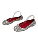 Tory Burch Minnie Travel Ballet Flats Snakeskin Print Leather Logo Shoes 8 Photo 2