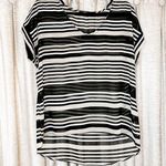 Soprano  Black and Grey Stripe Short Sleeve Blouse Size Medium Photo 0