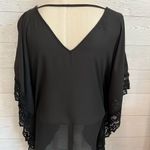 A Byer A.Byer sheer black tunic; batwing/poncho sleeves, detailed with wide lace Size S Photo 3