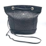 Nina Ricci Black Leather Tote Bag Drawstring Shoulder Purse Quilted Chevron Photo 1