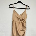 Hello Molly Gold Faux Wrap Slip Dress Midi Formal Womens 4 Bridesmaid Draped Photo 1
