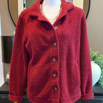 Croft & Barrow  Red Speckle Button-Up Fleece Jacket Size Medium Photo 0