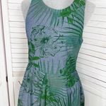 Gap Tropical Print Chambray Pleat Skirt Mini Sundress Dress Blue Green 4 Petite Photo 5