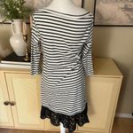 SEA NEW YORK Striped Lace Eyelet Trim Dress Size Small Black Photo 3