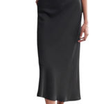 Jenni Kayne  Women's Sawyer slip Black skirt‎ Large Midi satin Minimalist $298 Photo 0