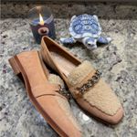 Vince Camuto  Tan Sherpa Silver Chain Buckle Loafer Shoes Photo 2