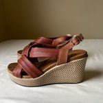 Igi & Co Italian Leather Wedge Sandals Brown Slingback Platform Heels‎ 37 US 6.5 Photo 2