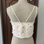 ZARA white beaded flower cotton crop top Photo 5
