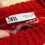 ZARA Red White Chunky Knit Nordic Yoke Sweater M Winter Apres Ski Photo 2