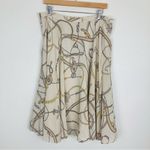 Nautica equestrian nautical chain print silk skirt in beige ecru. Size 12 Photo 4