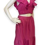 Japna Ruffled Sabrina Pink Co-Ord Two-Piece Skirt Set Photo 2