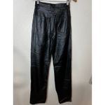 ANINE BING  Kat black high waist straight leg button fly vegan leather pants 2 Photo 5