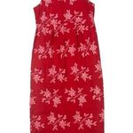 Vintage Heaven 100% Linen Maxi Dress Red Floral Hawaiian Sleeveless Women Medium Photo 0