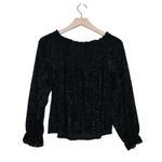 Free People  Womens S A Little Twist Off Shoulder Velvet Black Top Photo 2