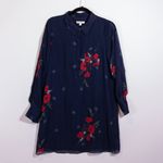 Joie  Silk Chiffon Midnight Floral Flower Print Pattern Pullover Mini Dress Large Photo 0