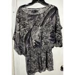 Miley Cyrus  Max Azria Gray Purple Sheer Short Sleeve Blouse XL Photo 1