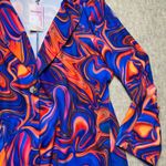 NWT WDirara Women's Blazer Jacket Swirl Print‎ Long Sleeve Business Casual Blue Size XL Photo 2