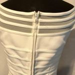 Cache  White Sheer Mesh OTTOMAN Event Top Lined New Off Shoulder $138 NWT Wedding Photo 5