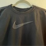 Nike  Sweatshirt Black Cropped Sweatshirt w/ Plush Fuzzy Tick Logo Sz M GUC Photo 1