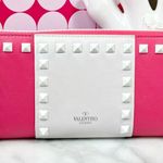 Valentino Garavani Pink & White Vitello Colorblock Rockstud Zip Around Wallet Photo 0