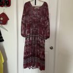 One World  Printed V-Neck Maxi Dress berry color L(P2P 22-25”) NWT Photo 4