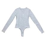 We Wore What NWT Longsleeve Crewneck Henley Bodysuit Buttons XS Heather Grey #3550 Photo 4